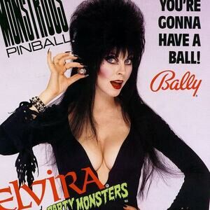 Elvira Mistress Of The Dark Party Monsters Pinball FLYER Vampire Horror Poster